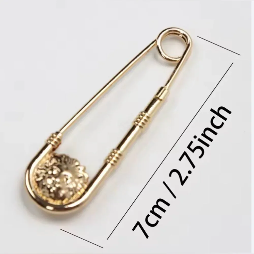 LAST ONE! NEW! 🌺 (1) Lg Greek Lion Head Yellow Goldtone Pin Brooch Scarf Ring
